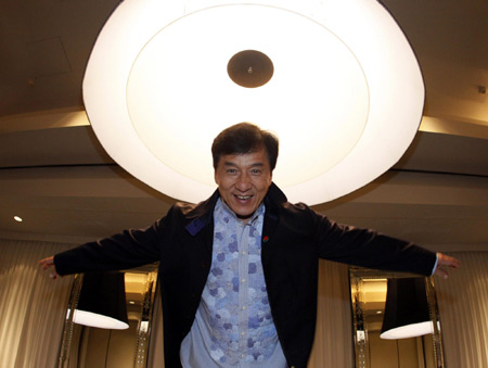 Jackie Chan on a press day for his upcoming movie