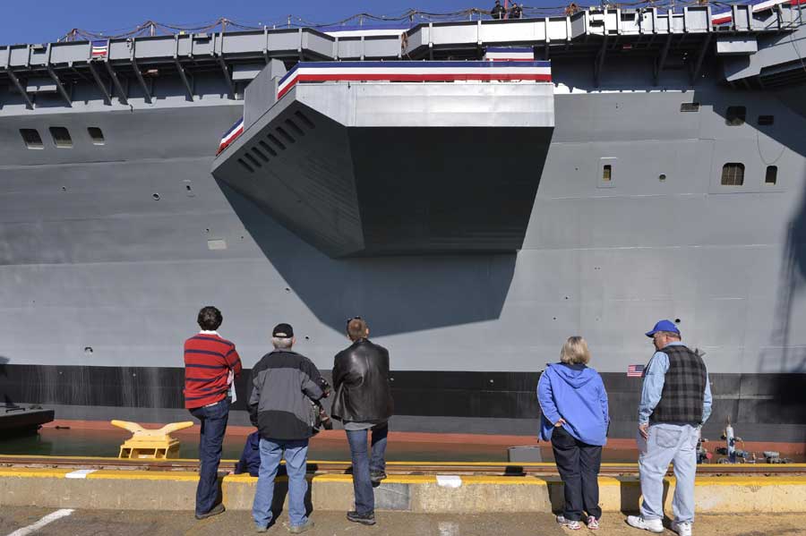 US Navy christens next generation of aircraft carrier