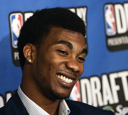Corey Brewer, from the University of Florida, speaks during the 2007 NBA Draft media availability in New York, June 27, 2007. 