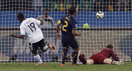 Germany beats 10-man Australia 4-0