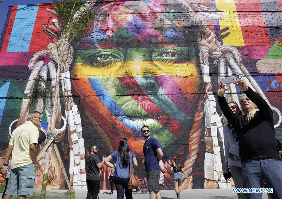 Giant graffiti painting greets Rio 2016 Olympic Games in Brazil