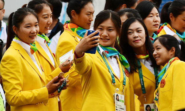 Chinese national flag raised at Rio Olympics Athletes Village