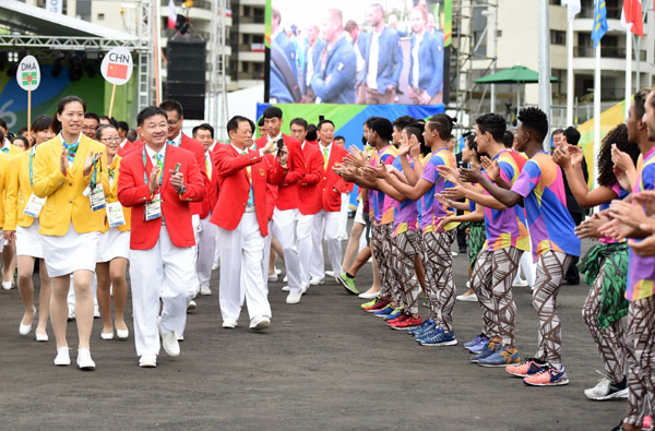 Chinese national flag raised at Rio Olympics Athletes Village