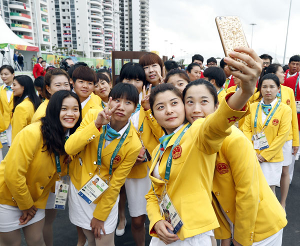 Chinese national flag raised at Rio Olympics Athletes Village