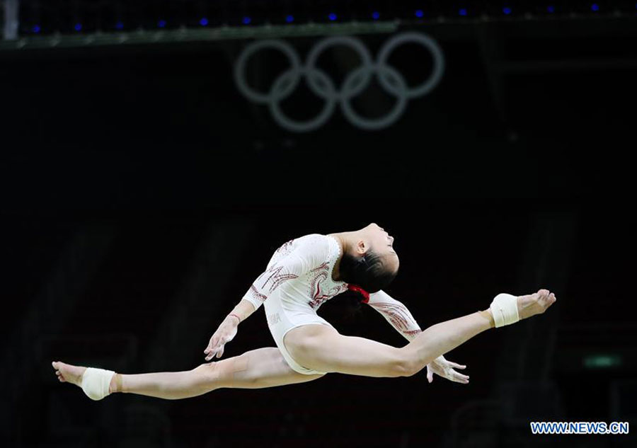 Chinese gymnasts take training session at Rio Olympic Arena