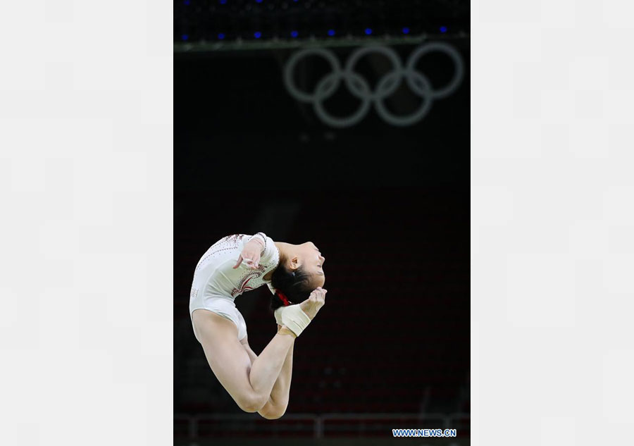 Chinese gymnasts take training session at Rio Olympic Arena
