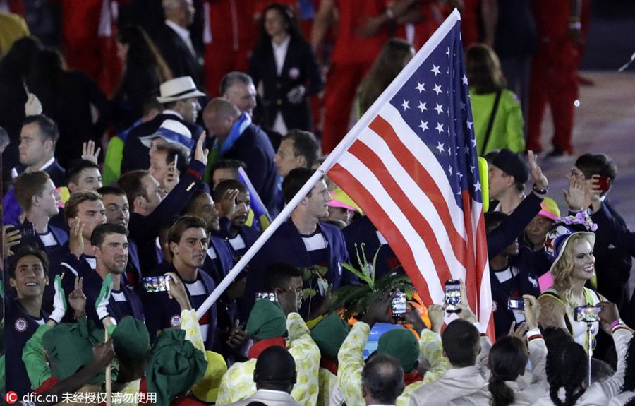 Athletes march at Olympic Opening Ceremony