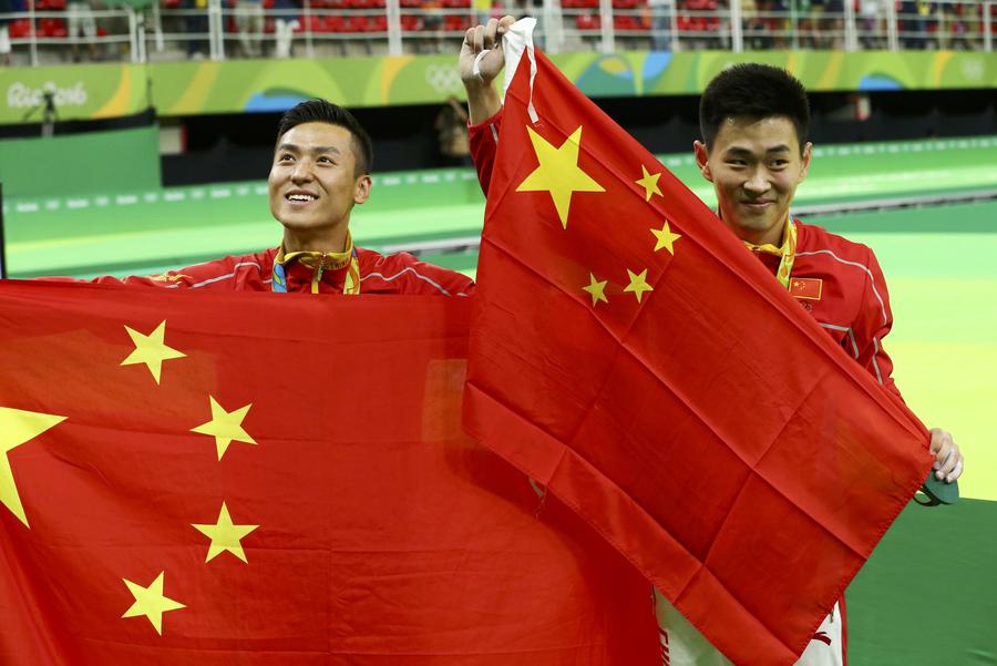 China's Dong and Gao take silver, bronze in men's trampoline