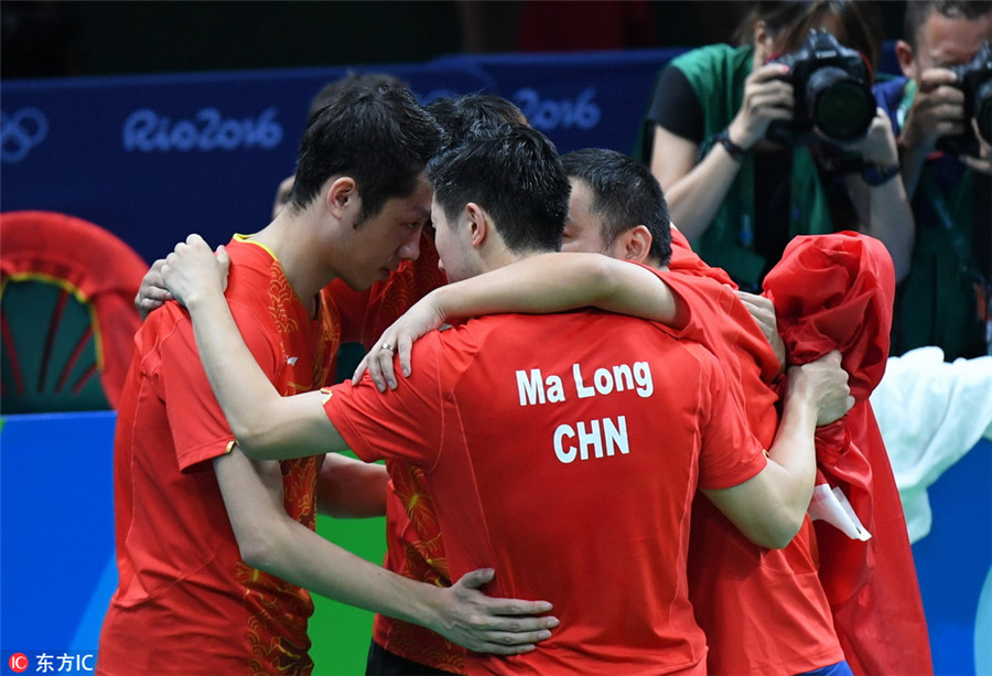 Chinese men's table tennis overcomes singles loss to win team event