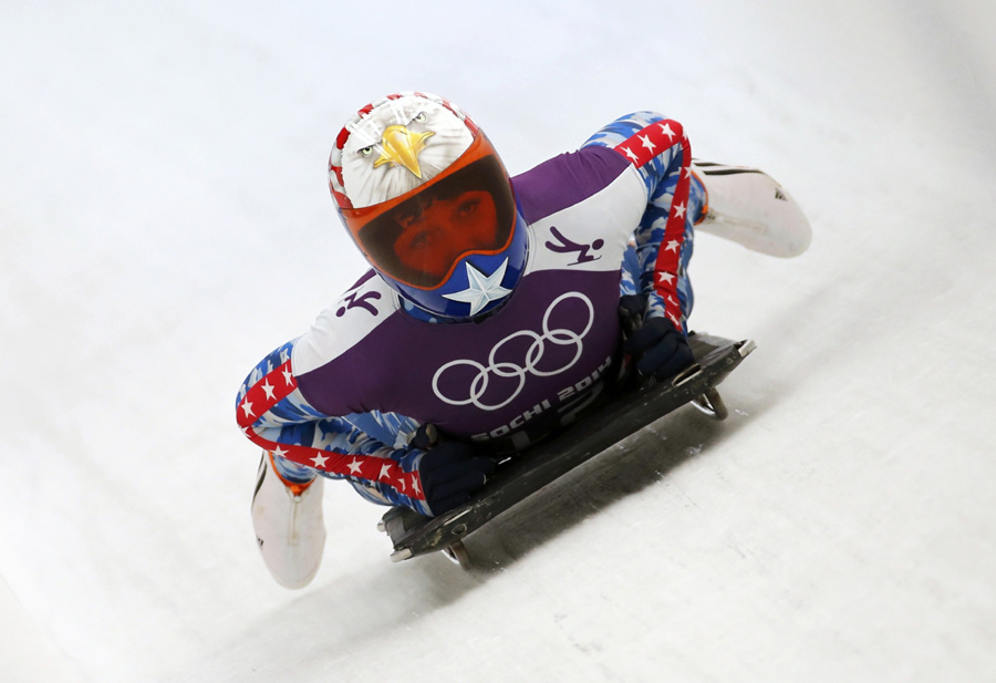 Helmets light up Sochi's skeleton tracks