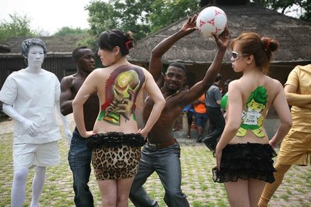 Body painting to promote the World Cup