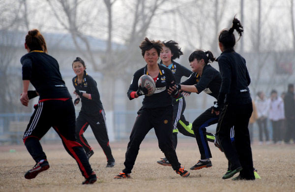 Female rugby team trains for '14 Youth Olympics