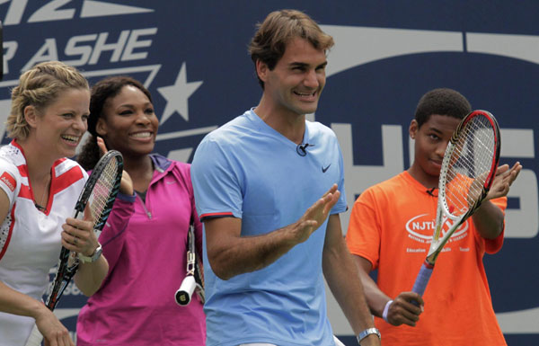 Federer in action on opening day of US Open