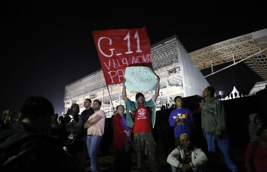 Protesters march in Sao Paulo ahead of World Cup