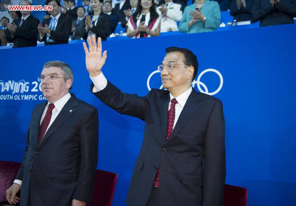 Premier Li attends closing ceremony of 2nd Summer YOG in Nanjing