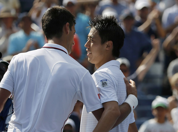 Marathon man Nishikori stuns Djokovic to reach US Open final