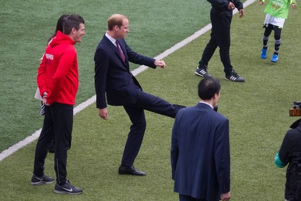 Prince William visits Premier League training camp in Shanghai