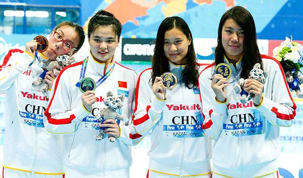 Women's team scoops up gold in Kazan 4x100m medley relay