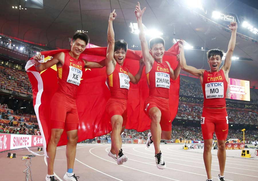 China takes historic silver in men's 4x100m world championships