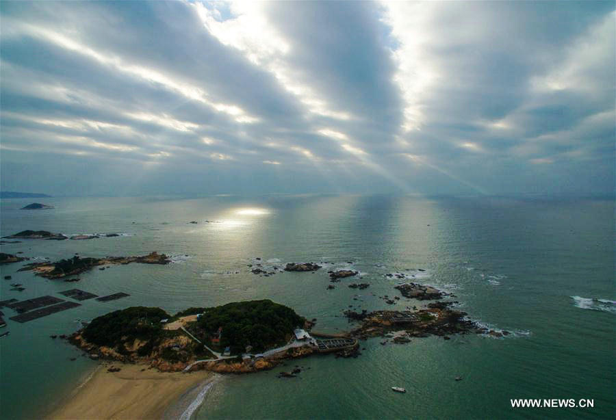 Aerial photos of fishing rafts off Fujian's Dongshan county