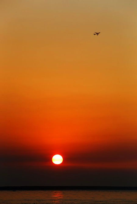 Sunset view at Tamsui District of Xinbei City, China's Taiwan