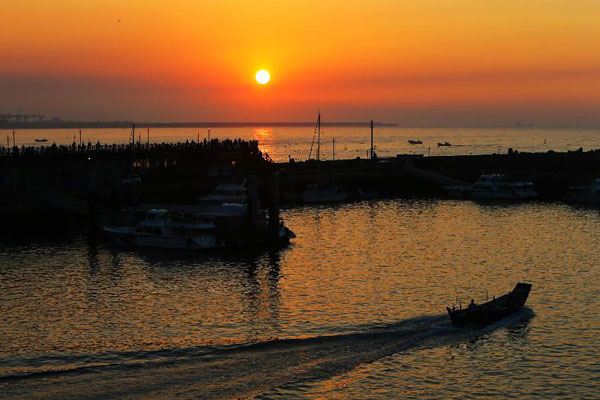 Sunset view at Tamsui District of Xinbei City, China's Taiwan