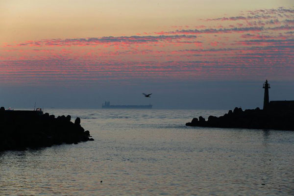 Sunset view at Tamsui District of Xinbei City, China's Taiwan