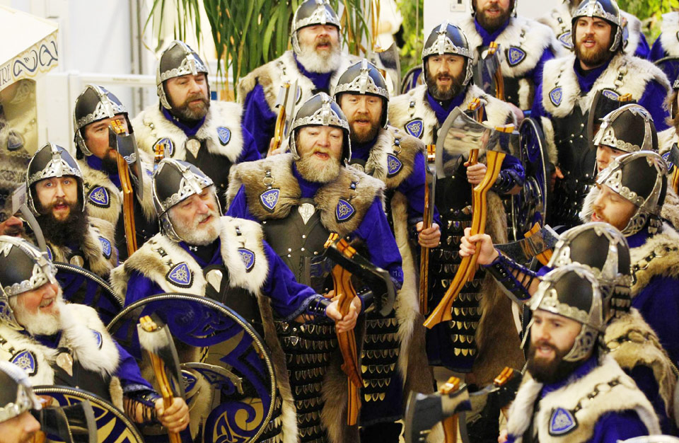 Jarl Squad vikings march through streets