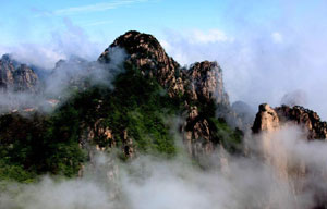 Flowing water, towering hills