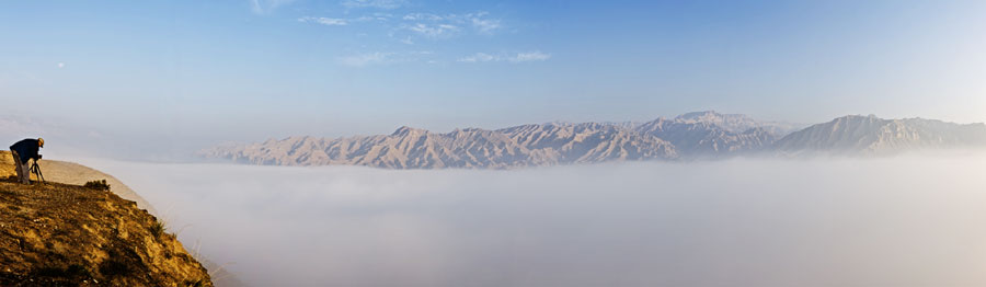 Magnificent Yellow River shrouded in fog