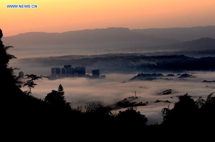 Morning fog over Hejiang county