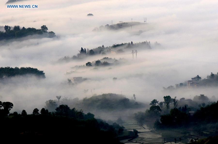 Morning fog over Hejiang county