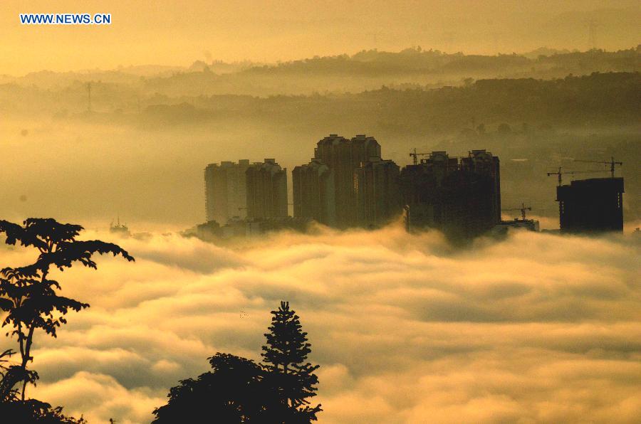 Morning fog over Hejiang county