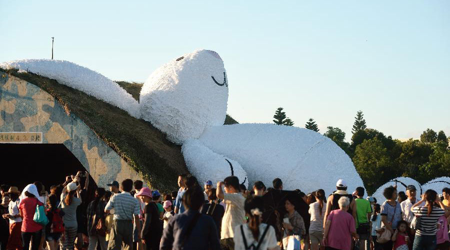 Ruber Duck creator's Moon Rabbit seen in Taiwan