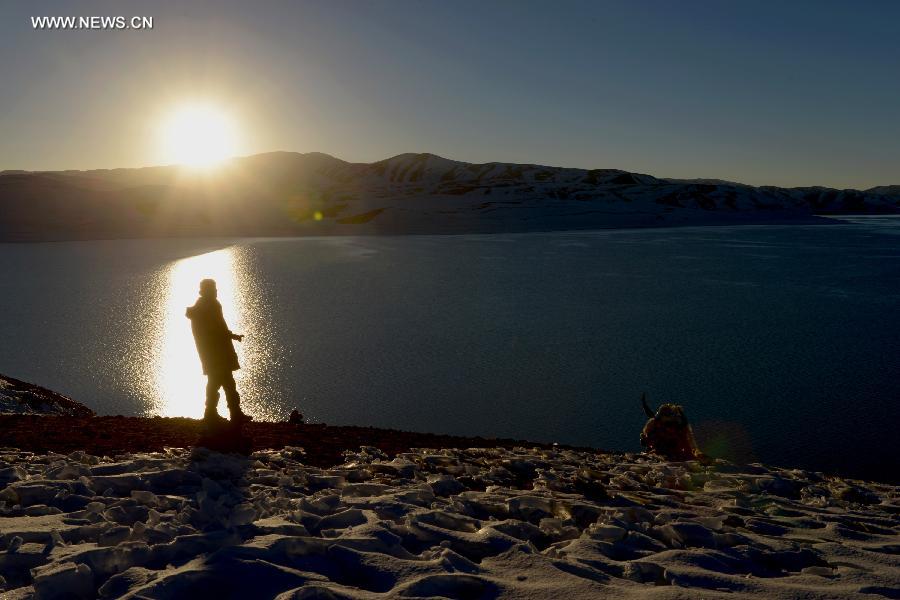 Scenery of lake Rakshastal in Tibet