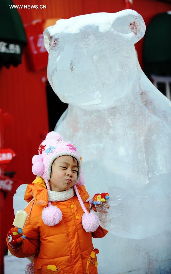 People celebrate New Year on frozen river