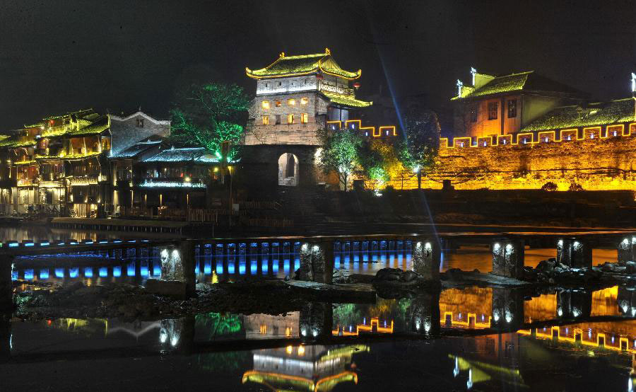 Amazing night scene of Fenghuang Ancient Town