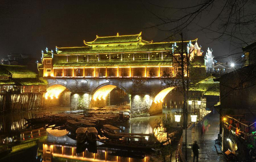 Amazing night scene of Fenghuang Ancient Town