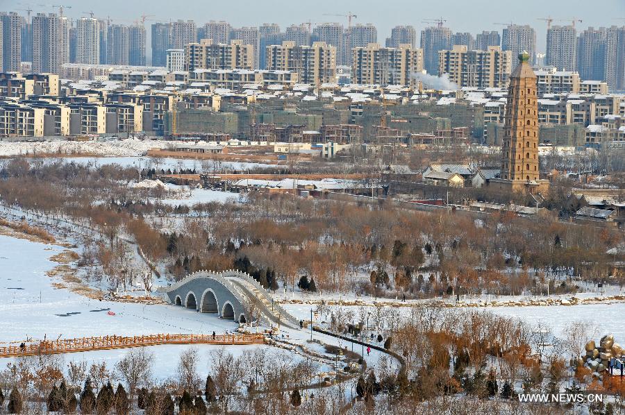 Snow scenery at Forest Park in China's Yinchuan