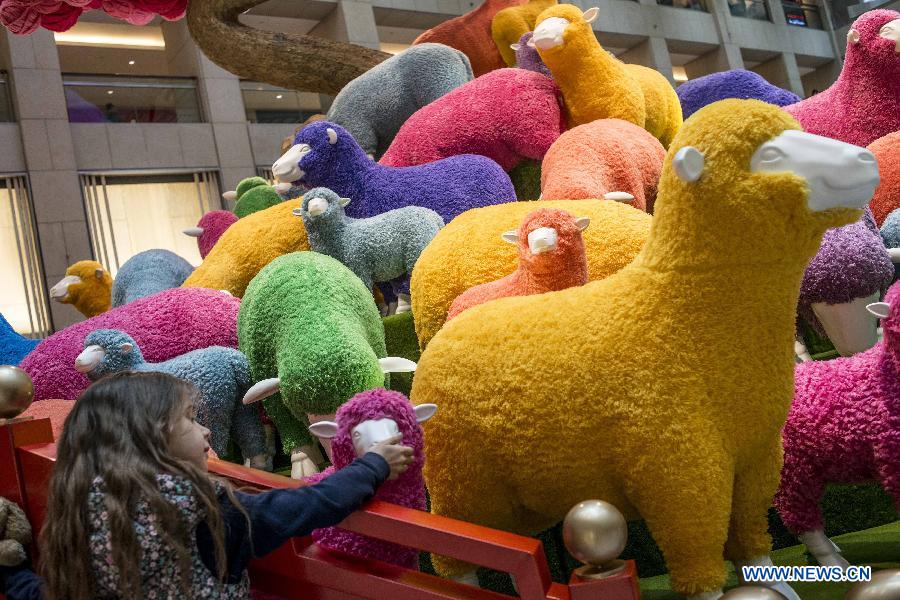 Colorful sheep displayed in HK