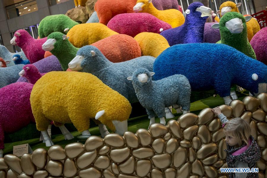 Colorful sheep displayed in HK