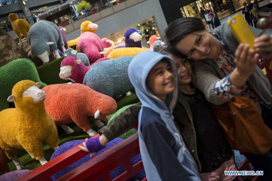 Colorful sheep displayed in HK