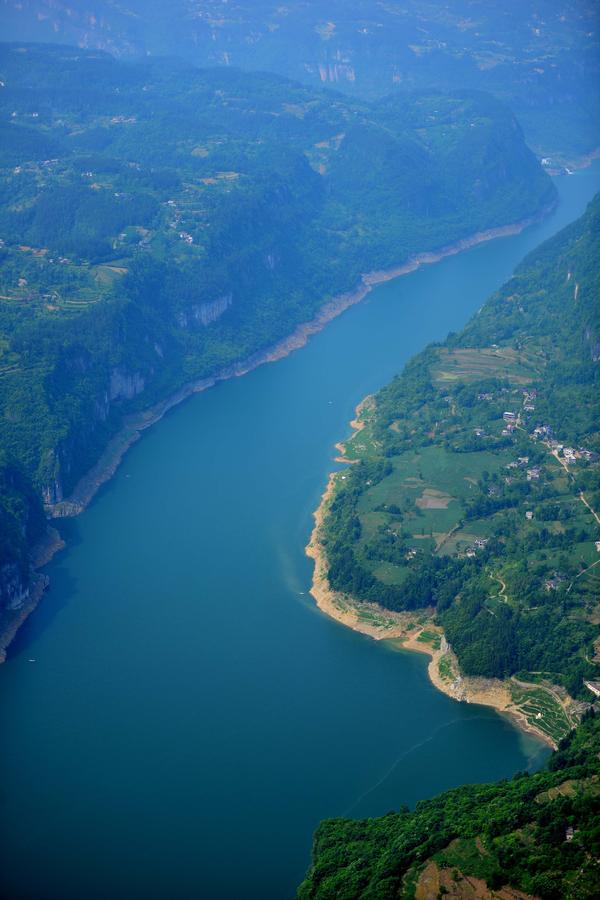 Aerial view of Qing river in Central China's Hubei