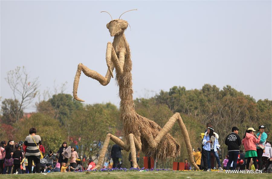 Straw-made animals seen during tourism festival in Nanjing