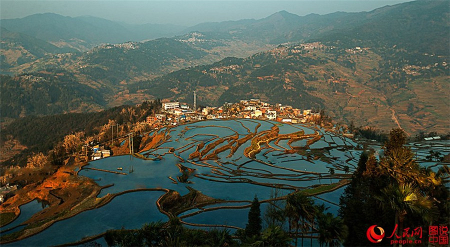 Magnificent view of Hani terraced fields in SW China