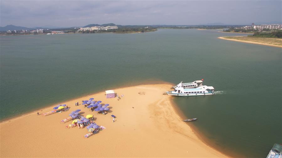 Aerial view of Jade Belt Beach in Boao, Hainan