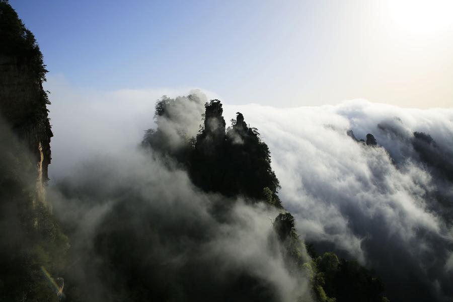 Amazing clouds view seen at Wulingyuan scenic spot in C China