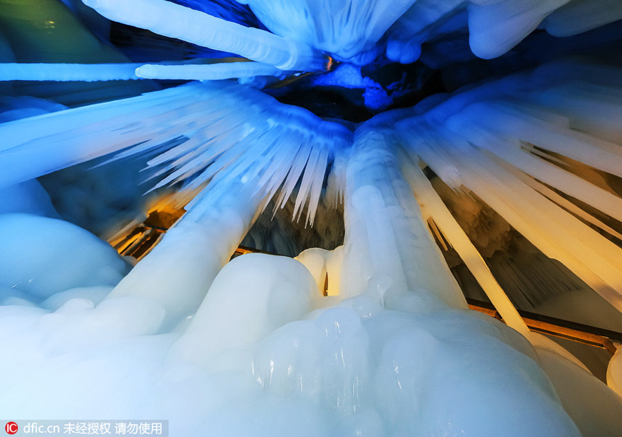 An icicle world inside China's deepest ice cave