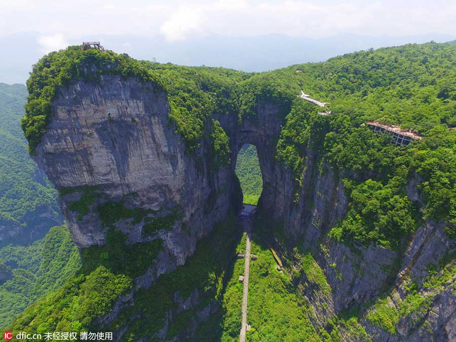 Aerial view of Tianmen Mountain in Hunan