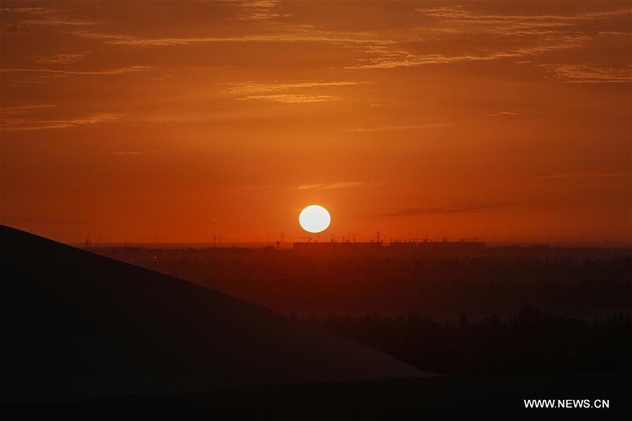 Sunset scenery seen in Dunhuang, NW China